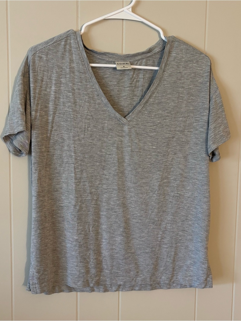 Soma Women's V-Neck Pajama Shirt in Heather Gray